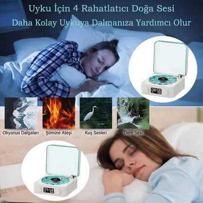 KensaWaves Dalga Efektli Ambiyans Lambası – Bluetooth Hoparlörlü Retro Plak Çalar Gece Lambası