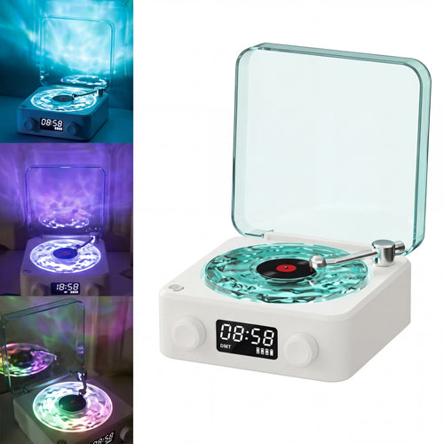 KensaWaves Dalga Efektli Ambiyans Lambası – Bluetooth Hoparlörlü Retro Plak Çalar Gece Lambası
